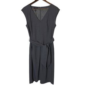 Escada Sport Wool Blend Stretch Sheath Gray Dress Belted size 40 / US 10
